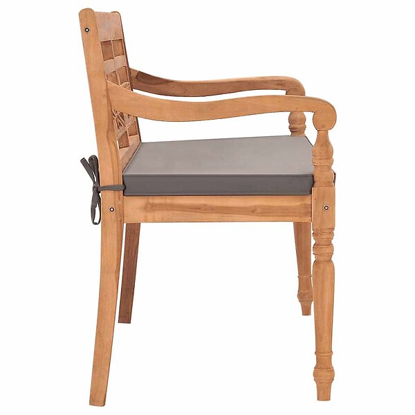 VIDAXL - vidaXL Banc Batavia avec coussin gris foncé 120 cm Bois de teck massif - large