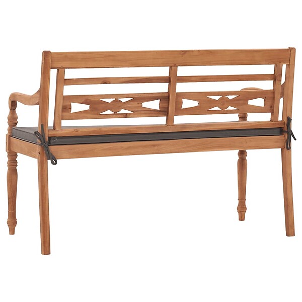 VIDAXL - vidaXL Banc Batavia avec coussin gris foncé 120 cm Bois de teck massif - large