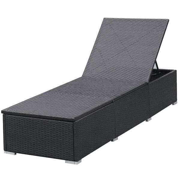 VIDAXL - vidaXL Chaises longues avec coussins lot de 2 Résine tressée Noir - large