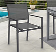 ID MARKET - Lot de 6 chaises de jardin OLBIA métal et textilène empilables gris anthracite - vignette