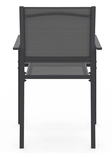 ID MARKET - Lot de 6 chaises de jardin OLBIA métal et textilène empilables gris anthracite - large