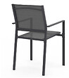 ID MARKET - Lot de 6 chaises de jardin OLBIA métal et textilène empilables gris anthracite - vignette