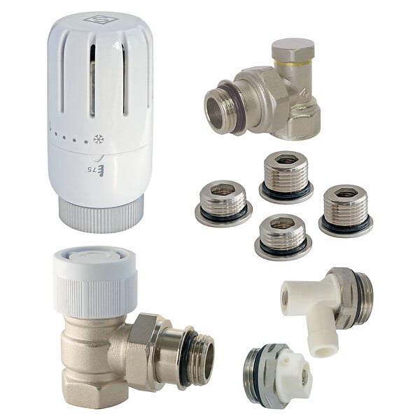 CENTRALE BRICO - Kit thermostatique T301 équerre universel complet en laiton blanc - large