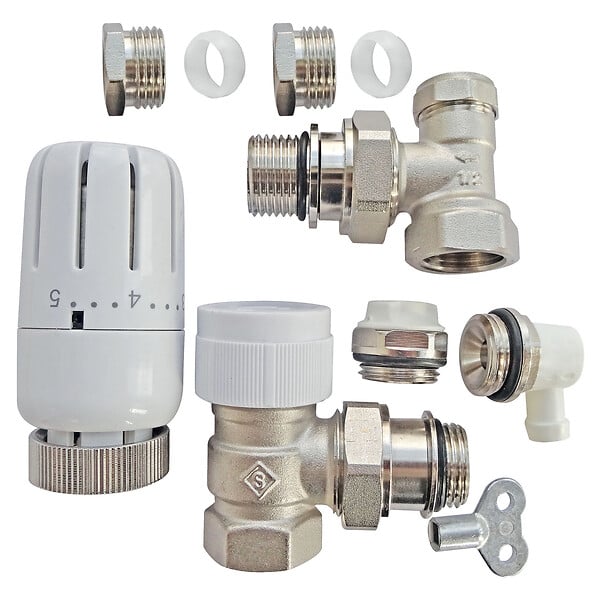 SOMATHERM FOR YOU - Kit thermostatique T301 équerre universel complet D14 en laiton blanc - large