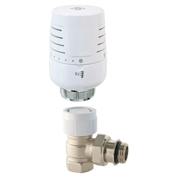 CENTRALE BRICO - Robinet thermostatique T302 équerre 3/4 en laiton blanc - large