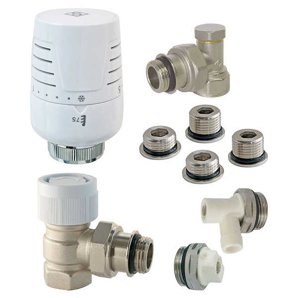 CENTRALE BRICO - Kit thermostatique T302 équerre universel complet en laiton blanc - large