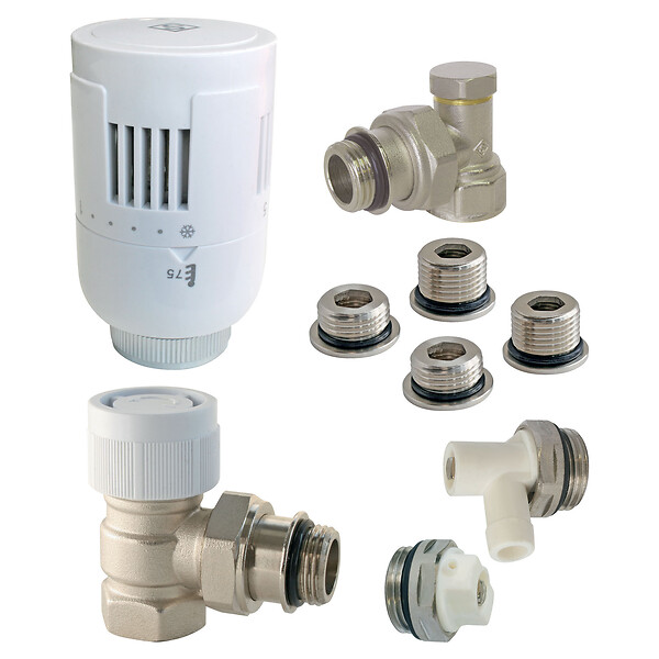CENTRALE BRICO - Kit thermostatique T303 équerre universel complet en laiton blanc - large