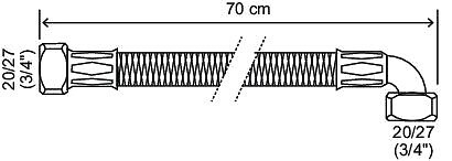 SOMATHERM FOR YOU - Flexible chauffage 1 écrou tournant 3/4" - 1 écrou tournant coudé 3/4" - 700 mm - large