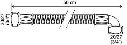 SOMATHERM FOR YOU - Flexible chauffage 1 écrou tournant 3/4" - 1 écrou tournant coudé 3/4" - 500 mm - large