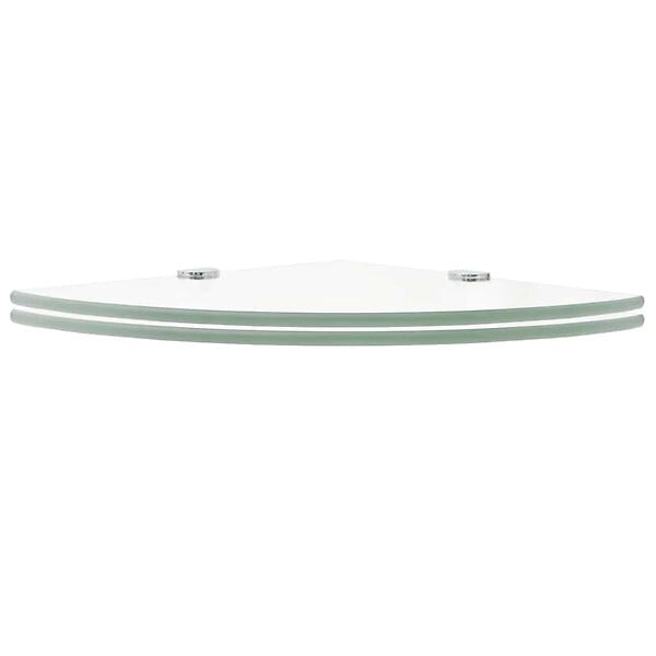 VIDAXL - vidaXL 2x Etagères d'Angle et Supports Chromés Etagère Murale Cuisine Salle de Bains Salon Maison Intérieur Verre Transparent 25x25 cm - large