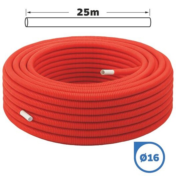 SOMATHERM FOR YOU - Tube multicouche gainé rouge Ø16 en couronne de 25 mètres - large