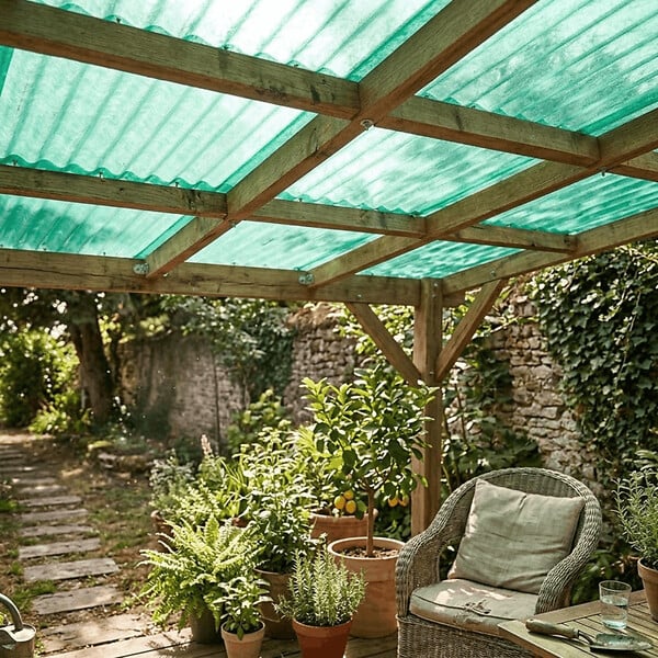 MCCOVER - Lot 5 plaques POLYESTER PO 76/18 VERT + 6 kits de fixations Vert, l.90 cm, L.250 cm - large