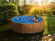 GRE - Kit piscine acier aspect bois Gré Sicilia ronde 4,80 x 1,22 m + Bâche hiver + Tapis de sol - vignette