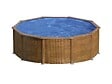 GRE - Kit piscine acier aspect bois Gré Sicilia ronde 4,80 x 1,22 m + Tapis de sol - vignette