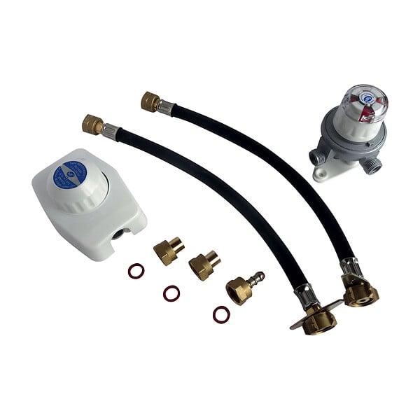 SOMATHERM FOR YOU - Ensemble détendeur gaz 1,3 Kg/h + inverseur avec lyres pour 2 bouteilles BUTANE - large