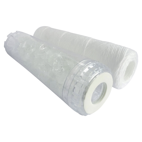 AQUAWATER - Kit STANDARD - Lot de 2 cartouches (1 filtration + 1 anticalcaire) - Durée : 12m - large
