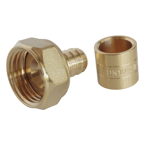 SOMATHERM FOR YOU - Raccord droit à glissement pour tube PER Ø12 - Ecrou-tournant F15/21 - lot de 10 - large