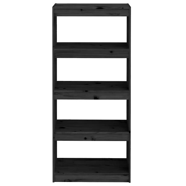 VIDAXL - vidaXL Bibliothèque/Séparateur de pièce Noir 60x30x135,5 cm Pin massif - large