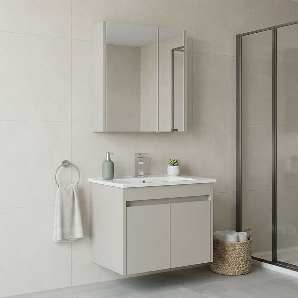 HABITAT ET JARDIN - Ensemble Meuble Vasque avec Miroir (2 Pièces) "Arno 65" - 65 x 45 x 52 cm - Cashmere - large