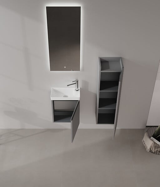 HABITAT ET JARDIN - Ensemble Meuble Vasque avec Miroir (2 Pièces) "Ferla 40" - 40 x 22 x 50 cm - Matte Grey - large