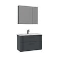 HABITAT ET JARDIN - Ensemble Meuble Vasque avec Miroir (2 Pièces) "Bari 85 v2" - 85 x 45 x 55 cm - Matte Anthracite - vignette