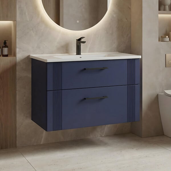 HABITAT ET JARDIN - Meuble Vasque "Bari 85 v2" - 85 x 45 x 55 cm - Matte Navy Blue - large
