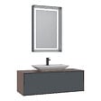 HABITAT ET JARDIN - Ensemble Meuble Vasque avec Miroir (2 Pièces) "Craft 120" - 120 x 50 x 40 cm - Walnut / Anthracite / White - vignette