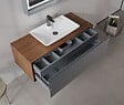 HABITAT ET JARDIN - Ensemble Meuble Vasque avec Miroir (2 Pièces) "Craft 120" - 120 x 50 x 40 cm - Walnut / Anthracite / White - vignette