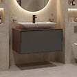 HABITAT ET JARDIN - Meuble Vasque "Craft 80" - 80 x 50 x 40 cm - Walnut / Anthracite - vignette