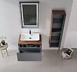 HABITAT ET JARDIN - Meuble Vasque "Craft 80" - 80 x 50 x 40 cm - Walnut / Anthracite - vignette