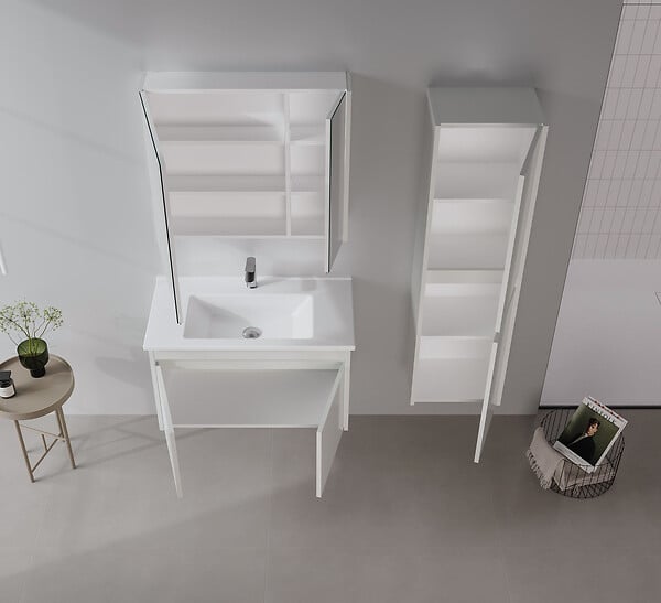 HABITAT ET JARDIN - Ensemble Meuble Vasque avec Miroir (2 Pièces) "Arno 85" - 85 x 45 x 52 cm - Cashmere - large