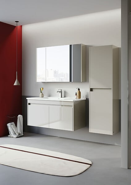 HABITAT ET JARDIN - Ensemble Meuble Vasque avec Miroir (2 Pièces) "Arno 100" - 100 x 45 x 52 cm - Cashmere - large
