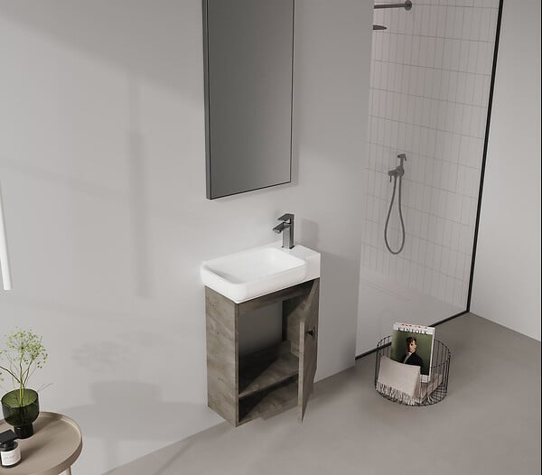 HABITAT ET JARDIN - Meuble Vasque "Begonya 55" - 53 x 33 x 75 cm - Anthracite / Ivory - large