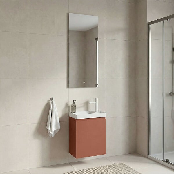 HABITAT ET JARDIN - Ensemble Meuble Vasque avec Miroir (2 Pièces) "Ferla 40" - 40 x 22 x 50 cm - Matte Cinnamon - large