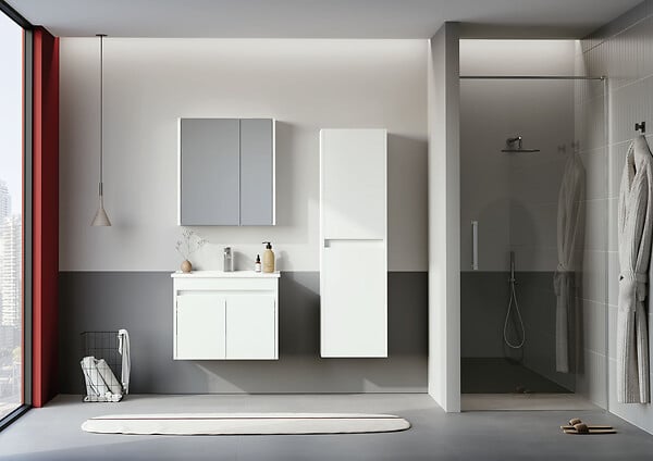 HABITAT ET JARDIN - Ensemble Meuble Vasque avec Miroir (2 Pièces) "Arno 65" - 65 x 45 x 52 cm - White - large