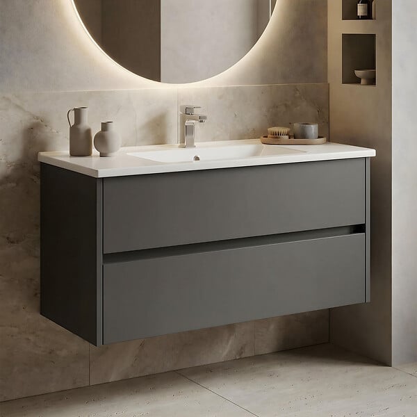 HABITAT ET JARDIN - Meuble Vasque "Arno 100" - 100 x 45 x 52 cm - Anthracite - large
