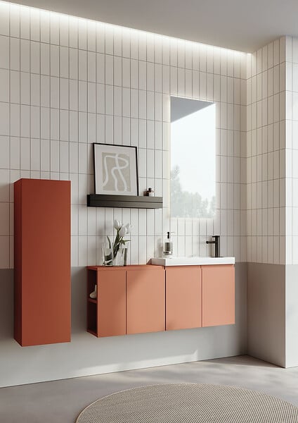HABITAT ET JARDIN - Ensemble Meuble Vasque avec Miroir (2 Pièces) "Ferla 110" - 110 x 22 x 45 cm - Matte Cinnamon - large