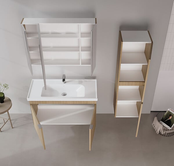 HABITAT ET JARDIN - Meuble Vasque "Desna 100" - 100 x 45 x 58 cm - Sonomo Oak - large