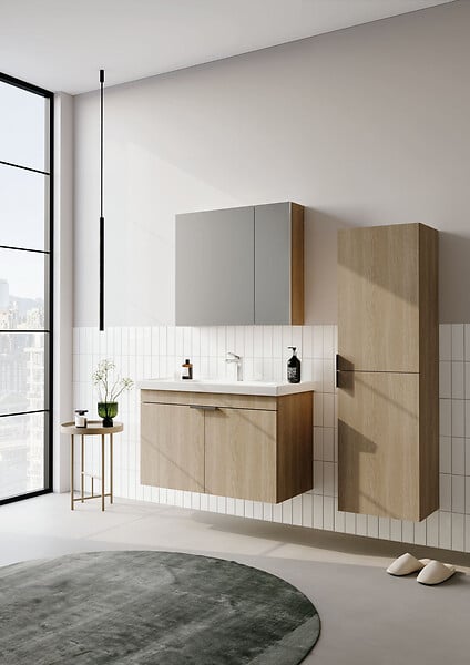 HABITAT ET JARDIN - Ensemble Meuble Vasque avec Miroir (2 Pièces) "Desna 90" - 90 x 45 x 58 cm - Oak - large