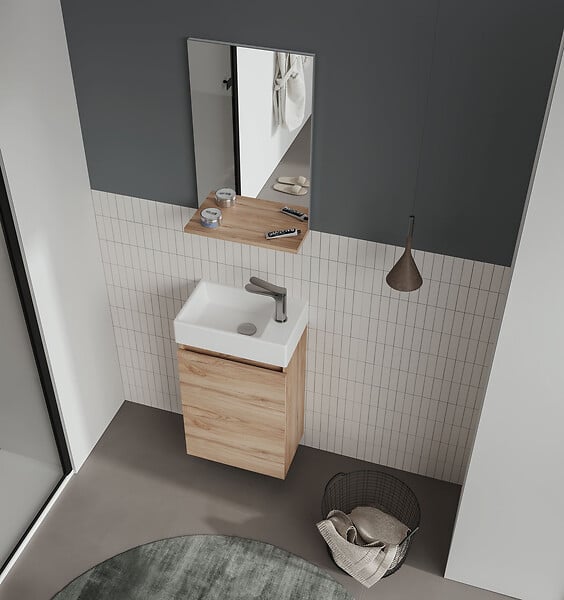HABITAT ET JARDIN - Ensemble Meuble Vasque avec Miroir (2 Pièces) "Conza 45" - 45 x 26 x 75 cm - Oak - large