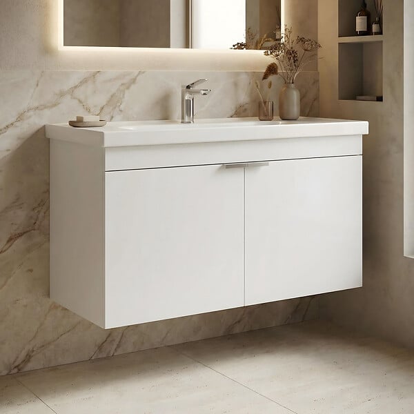 HABITAT ET JARDIN - Meuble Vasque "Desna 100" - 100 x 45 x 58 cm - Matte White - large