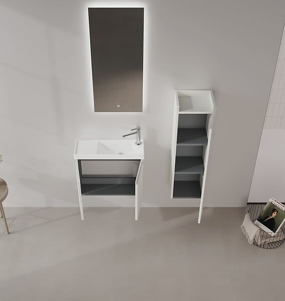 HABITAT ET JARDIN - Ensemble Meuble Vasque avec Miroir (2 Pièces) "Ferla 60" - 60 x 22 x 50 cm - Matte Cashmere - large