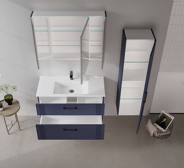 HABITAT ET JARDIN - Meuble Vasque "Bari 100 v2" - 100 x 45 x 55 cm - Matte Navy Blue - large