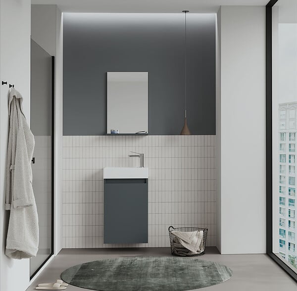 HABITAT ET JARDIN - Ensemble Meuble Vasque avec Miroir (2 Pièces) "Conza 45" - 45 x 26 x 75 cm - Matte Anthracite - large