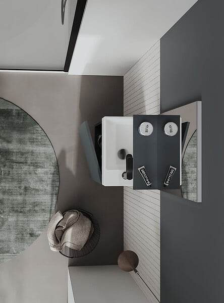 HABITAT ET JARDIN - Ensemble Meuble Vasque avec Miroir (2 Pièces) "Conza 45" - 45 x 26 x 75 cm - Matte Anthracite - large
