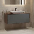 HABITAT ET JARDIN - Meuble Vasque "Craft 100" - 100 x 50 x 40 cm - Walnut / Anthracite - vignette