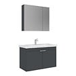 HABITAT ET JARDIN - Ensemble Meuble Vasque avec Miroir (2 Pièces) "Desna 90" - 90 x 45 x 58 cm - Matte Anthracite - vignette