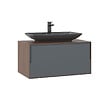 HABITAT ET JARDIN - Meuble Vasque "Craft 80" - 80 x 50 x 40 cm - Walnut / Anthracite - vignette