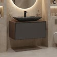 HABITAT ET JARDIN - Meuble Vasque "Craft 80" - 80 x 50 x 40 cm - Walnut / Anthracite - vignette
