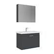 HABITAT ET JARDIN - Ensemble Meuble Vasque avec Miroir (2 Pièces) "Desna 80" - 80 x 45 x 58 cm - Matte Anthracite - vignette